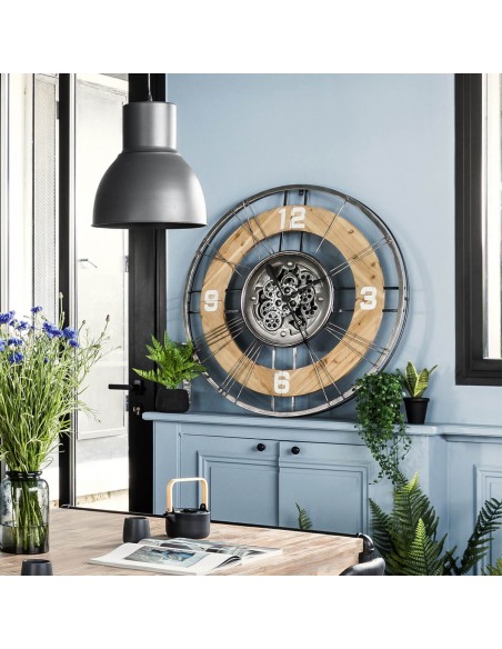 HORLOGE METAL ET BOIS LANA DIAMETRE 90CM HOME SWEET HOME Objet de décoration