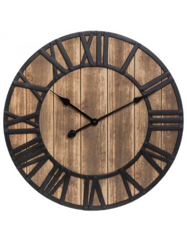 HORLOGE VINTAGE BOIS ET METAL DIAMETRE 60 cm HOME SWEET HOME Objet de décoration