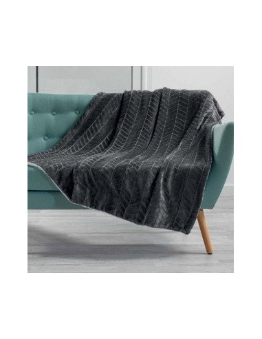 PLAID DOUX ZEMA ANTHRACITE 125X150CM HOME SWEET HOME Linge de maison