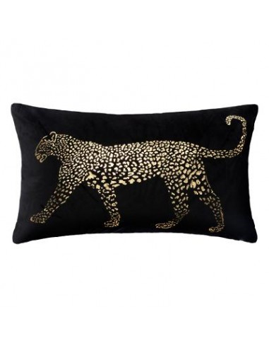 COUSSIN IMPRIME LEOPARD NOIR 30X50 HOME SWEET HOME Objet de décoration