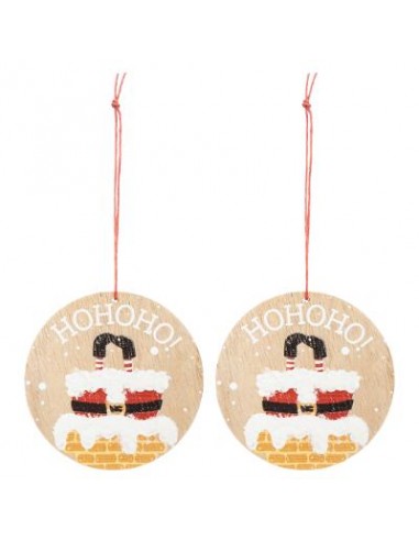 Lot de 2 SUJETS DE NOEL EN BOIS PERE NOEL (8CM) HOME SWEET HOME Noel