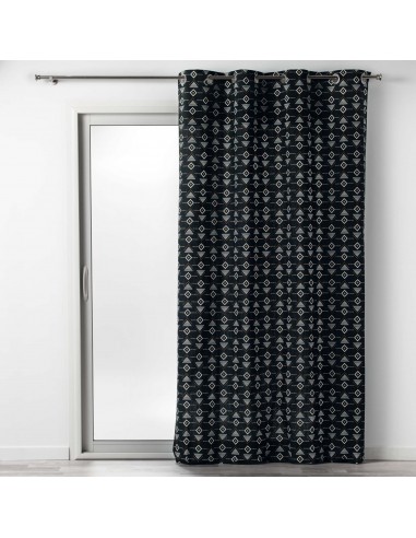 RIDEAU OEILLETS LETIKO NOIR 140X240CM HOME SWEET HOME Linge de maison