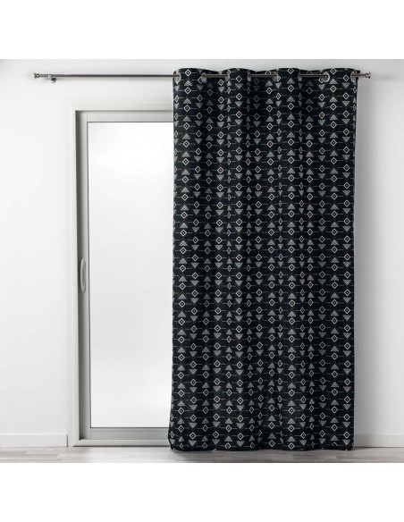 RIDEAU OEILLETS LETIKO NOIR 140X240CM HOME SWEET HOME Linge de maison