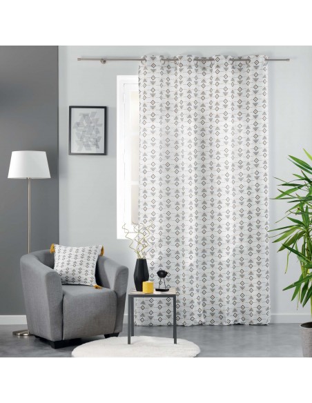 RIDEAU OEILLETS LETIKO BLANC 140X240CM HOME SWEET HOME Linge de maison