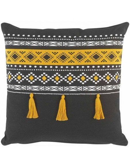 COUSSIN TALISMANIA COTON NOIR 40X40CM HOME SWEET HOME Linge de maison