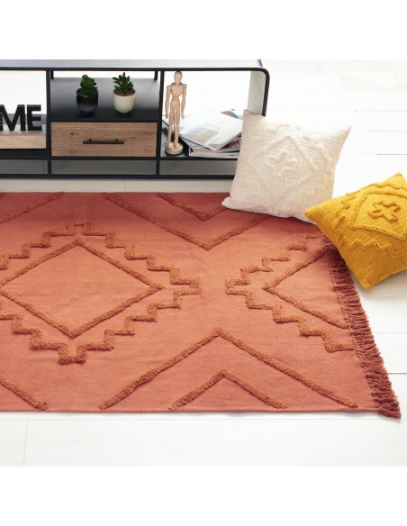 Tapis en coton tufté \"Inca\" terracota 120x170 cm HOME SWEET HOME Objet de décoration