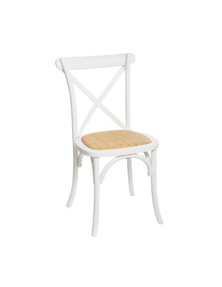 Chaise \"Isak\" blanche, chêne & cannage HOME SWEET HOME Chaises & Tabourets