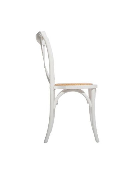 Chaise \"Isak\" blanche, chêne & cannage HOME SWEET HOME Chaises & Tabourets