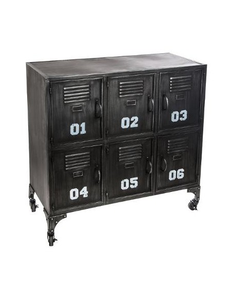 Meuble \"Sevin\" noir 6 portes, métal HOME SWEET HOME Consoles & Meubles