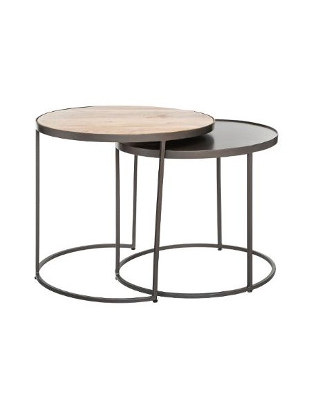 Set de 2 tables basses, métal & manguier HOME SWEET HOME Tables basse & Tables de salon