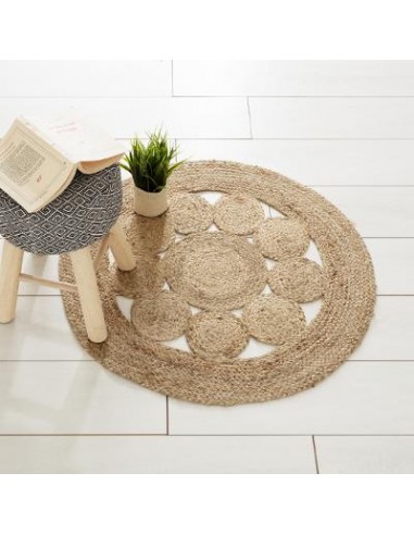 TAPIS JUTE AJOURE D80cm gypsy HOME SWEET HOME Objet de décoration