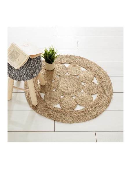 TAPIS JUTE AJOURE D80cm gypsy HOME SWEET HOME Objet de décoration