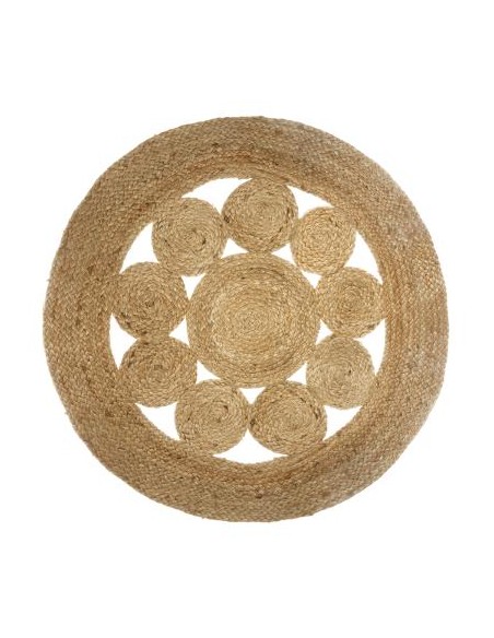 TAPIS JUTE AJOURE D80cm gypsy HOME SWEET HOME Objet de décoration