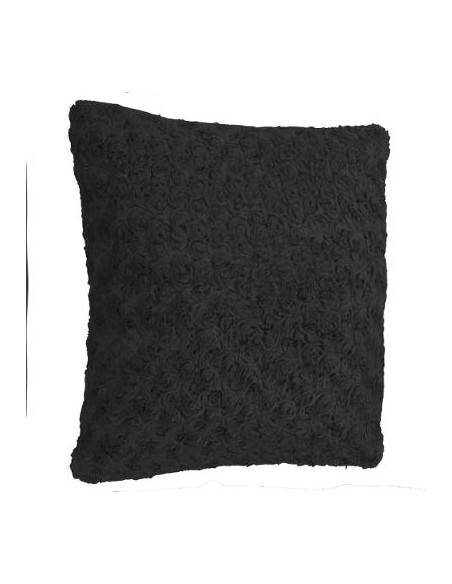 Coussin fourrure bouclée noir 45x45cm HOME SWEET HOME Linge de maison