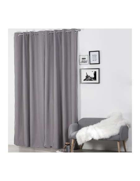 RIDEAU ISOLANT GRIS 140X260cm HOME SWEET HOME Linge de maison