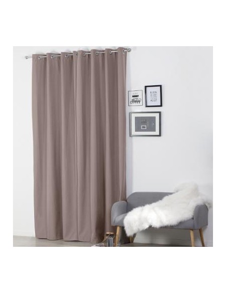 RIDEAU ISOLANT TAUPE 140X260cm HOME SWEET HOME Linge de maison