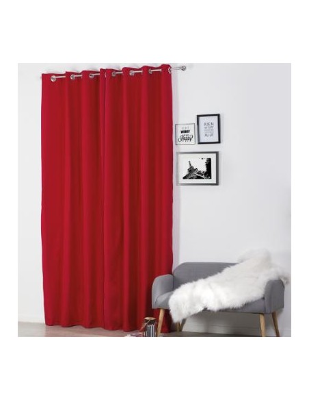 RIDEAU ISOLANT ROUGE 140X260cm HOME SWEET HOME Linge de maison