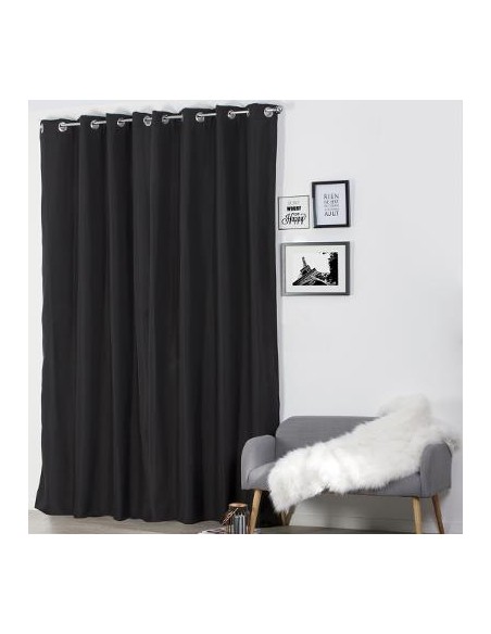 RIDEAU ISOLANT NOIR 140X260cm HOME SWEET HOME Linge de maison